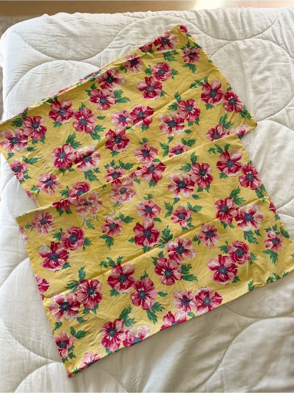 Ralph Lauren Vintage Floral Pillowcases Yellow Pink Cotton Cottagecore Set